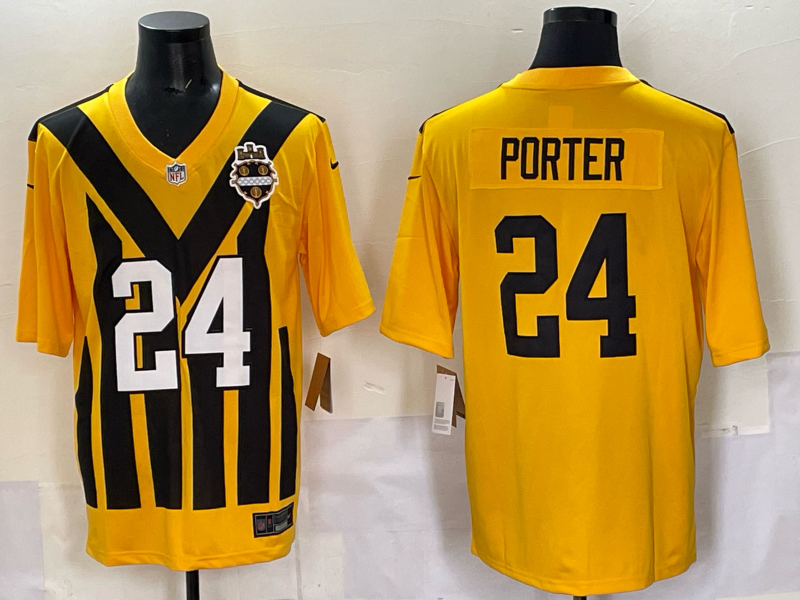Men Pittsburgh Steelers #24 Porter Yellow Retro 2025 Nike Limited NFL Jersey style 011